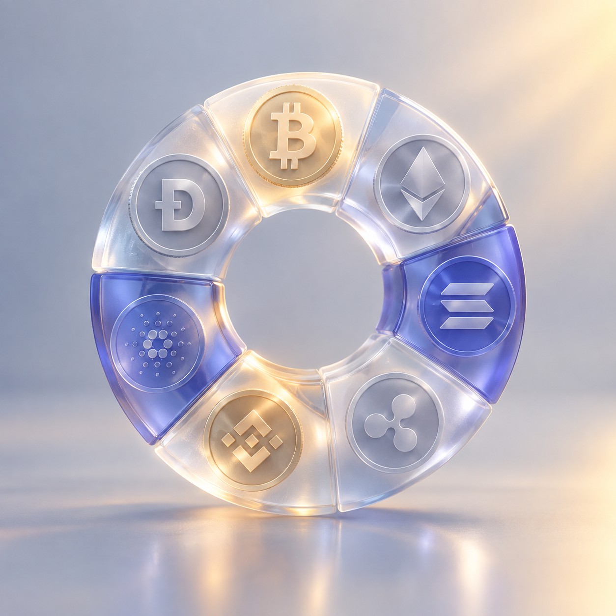 Donut chart made of assorted crypto coins